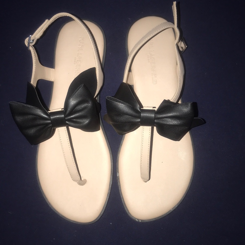 Karl Lagerfield Paris Sandals with Black Bow